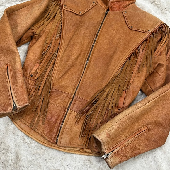 Wilsons Leather Tan Fringe Jacket - Picture 10 of 14